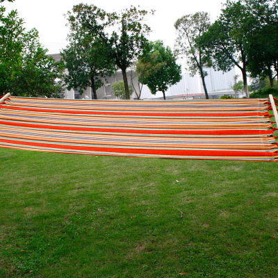 Outdoor Canvas Hammock Indoor Dormitory Camping Thickened Hammock Swing Single Double Widened Wooden Stick Wooden Stick