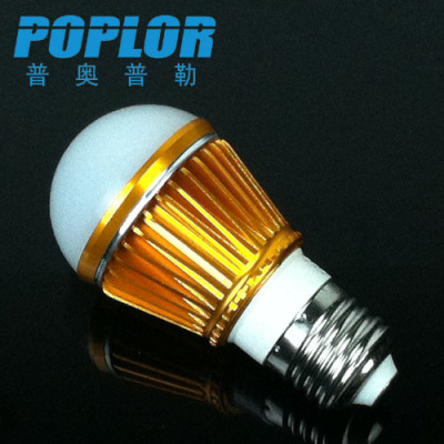 3W/LED bulb lamp / aluminum heatsink / lighting /LED lamp / IC constant current drive / Epileds / E27/ E14/ B22/ golden body