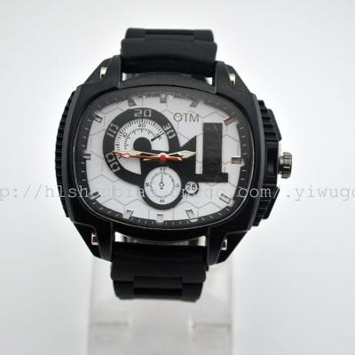 2014 new European and American fashion square silicone watch sport watch student men's watch