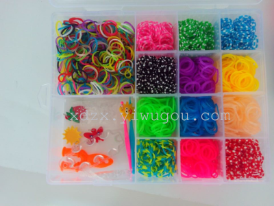 New 13 Portable band DIY box of Rainbow rubber bands silicone bracelet educational toys