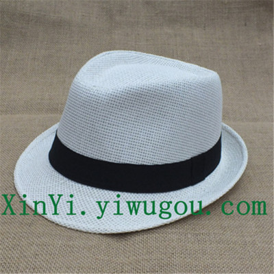 Summer Solid Color/Straw Hat Jazz Gift Hat Black Decorative Band Adult/Child Children Hat Wholesale