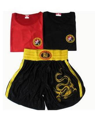Embroidered dragon embroidery satin clothing suits boxing Sanda Muay Thai martial arts clothing shorts clothing clothes for men and women