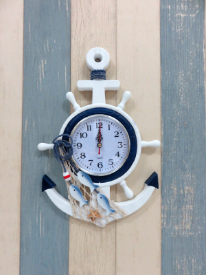 Mediterranean European Marine Style Craft Iron Anchor Boat Anchor Wall Clock Fashion Home