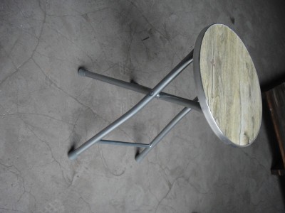 Small round stool, 03 Sun wood stool, folding stool wooden and iron materials.