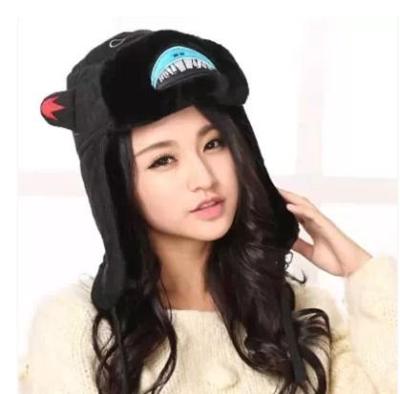 Men and women thicken en warm outdoor earmuffs winter Korean version of the cute show MOE shark demon thunderhead cap