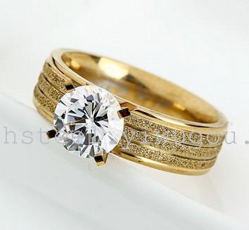 2014 factory direct stainless steel ring Gold Diamond CZ ring