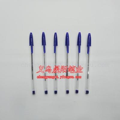 Trade selling simple ballpoint pen 934 socket ball-point pen transparent hexagonal Rod blue