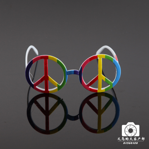 Factory Direct Sales Supply New Color Peace Label Glasses Personality Trendy Glasses Glasses