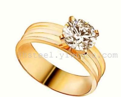 2014 factory direct stainless steel ring Gold Diamond CZ ring