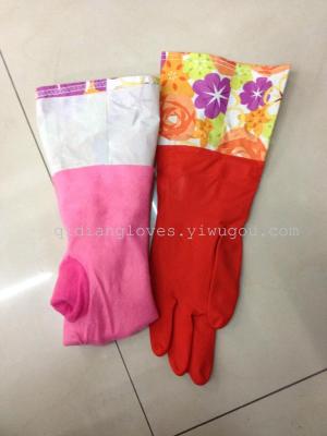 Trumpet Korean lace and velvet long gloves for household use household gloves