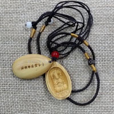 Authentic boxwood necklace, wooden necklace, pendant, guanyin pendant