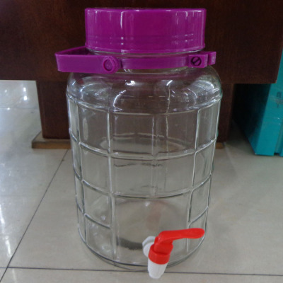 Manufacturer Supply 【 litre 】 glass bottle 8 litre square high glass plum bottle with Faucet glass bottle