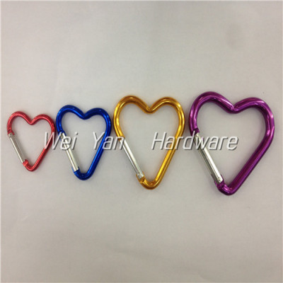 Aluminium alloy shaped carabiner key rings outdoor heart buckle