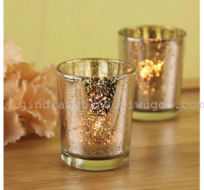 Creative glass candlestick of gold plating ice candle cups candlelit bar restaurant candle holder