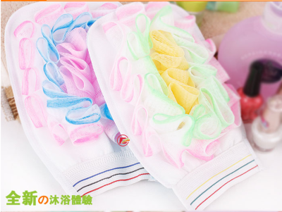 Factory Sales Bath Gloves Dual-Purpose with Flower Bath Towel Back Protector Bath Supplies Daily Necessities
