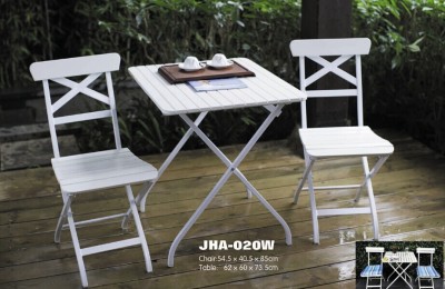 Outdoor leisure  wood white Chair folding wood table and chairs set