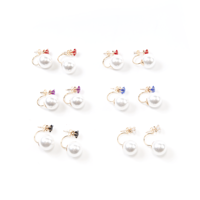 Pearl + five-folded star imitation zirconium earring for the microphone