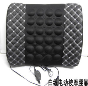 Rongsheng Car Supplies Electric Massage Red Wine Lumbar Support Pillow Microfiber Leather Cushion Lumbar Support Pillow
