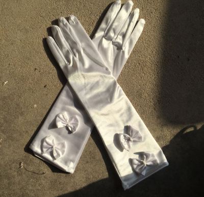 Double bow-colour cloth nylon fabric wedding photography studio gloves.