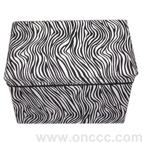 black and white striped storage stool