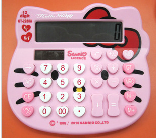 Hello Kitty heart color solar Calculator calculator the Cat Head KT-2288A