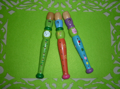 Orff Musical Instrument Color Cartoon Flute Whistle Sound Children‘s Wooden Toy 40G