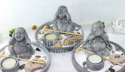Cute three non-Happy Buddha  Buddha candle holder decoration crafts