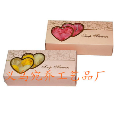 Hot holiday birthday gift wedding couple gifts double heart gold foil box of 10 flower SOAP flower