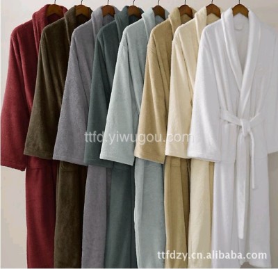 Nice hotel supplies autumn and winter all cotton cut velvet thickening bathrobe men's and women's all-cotton bathrobe