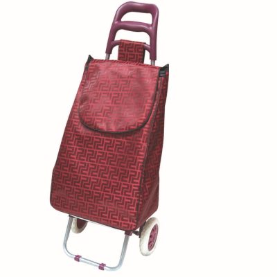 Two-wheeled stylish green Jacquard fabric shopping cart