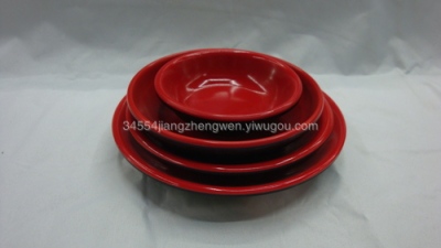 Wholesale supply of red and black melamine (melamine) soy sauce dish