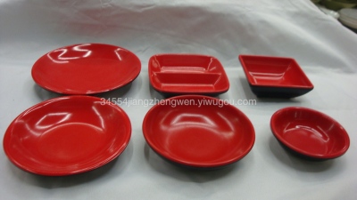 Wholesale supply of red and black melamine (melamine) four-inch disc market order quantity is 1 480