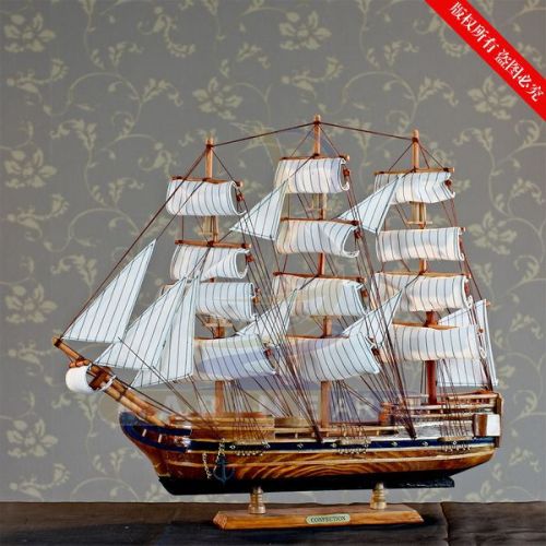 ship model solid wood hand-carved 60cm sailboat decoration mediterranean style home decoration fj6001a/b