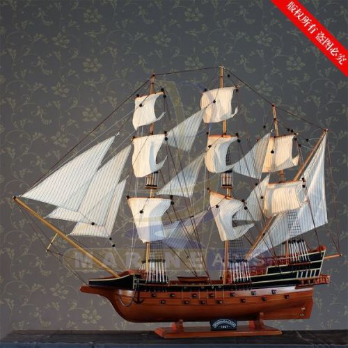 Sailing Boat 130cm Model Decoration Crafts Solid Wood Housewarming Gift European-Style Furnishings EG8110-130