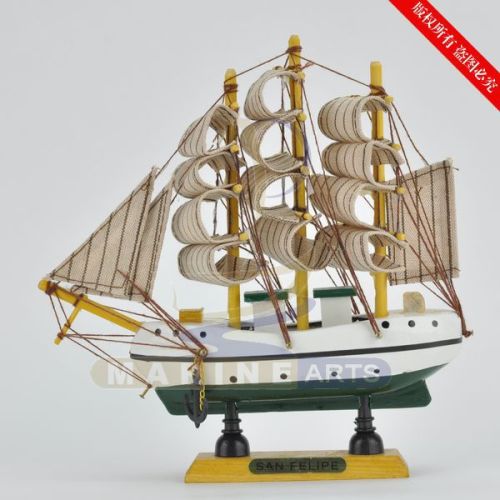 16cm Sailing Boat Model Home Ornament Wooden Crafts Mediterranean Ornaments FJ1601-6