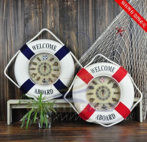 50cm wall clock mediterranean style life buoy home hanging decoration craft cotton rs50z-18l/h