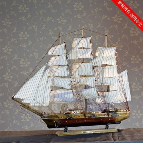 ship model solid wood carving home decoration mediterranean style european style multi-sailboat solid ship 97118a