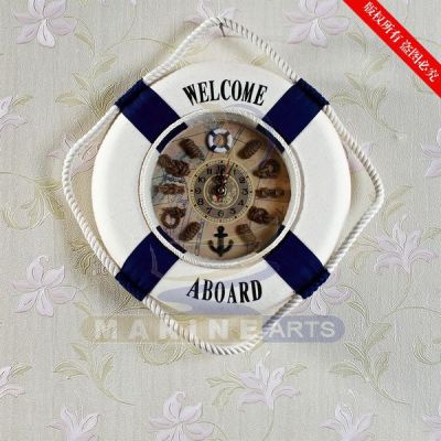 25CM Mediterranean Style Creative Household Life buoy Wall Hanging Clock European pastoral RS25Z-13L/H