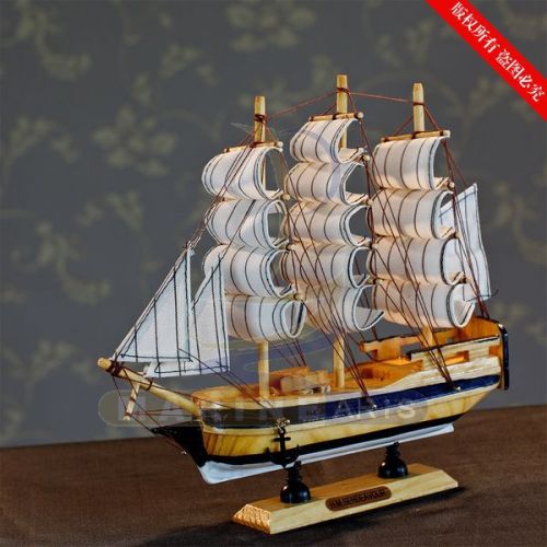 24cm ship model mediterranean ornament home furnishings solid wood hand-carved european-style multi-sailboat fj2401-6