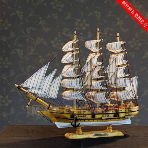 Sailboat Model Wooden Craftwork Handmade 45cm Sailboat Wooden Boat Home Decoration FJ45A1-4