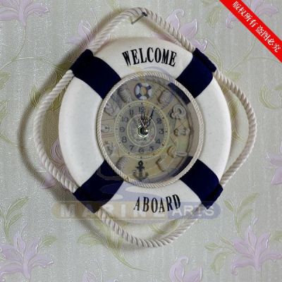20CM Life buoy Clock Creative Wall Clock Mediterranean Style Home decoration Wall Hanging RS20z-15L /H