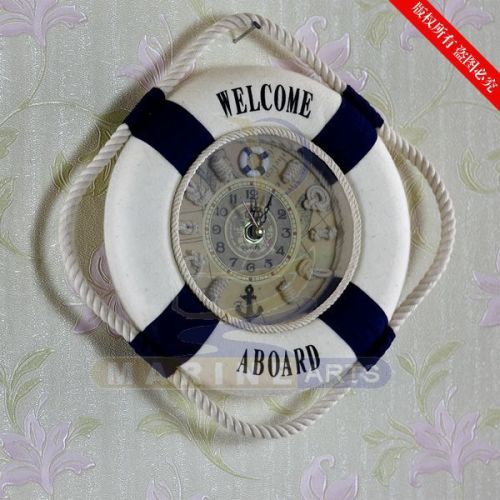 20cm Life Buoy Clock Creative Wall Clock Mediterranean Style Home Ornament Wall Hanging RS20Z-15L/H