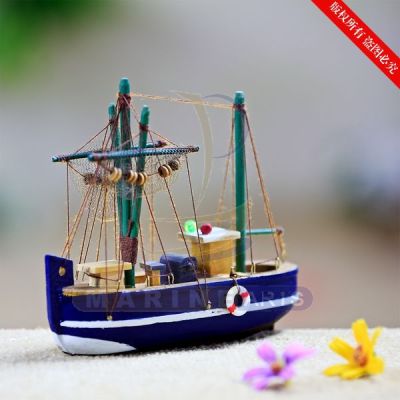 Wooden Fishing Boat Model Marine Series Mediterranean Home Furnishings Business Gift FU1614A/C