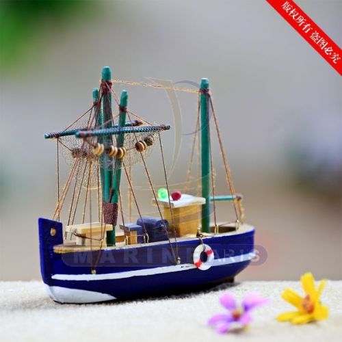 Wooden Fishing Boat Sailing Model Marine Series Mediterranean Home Furnishings Business Gifts Fu1614a/C