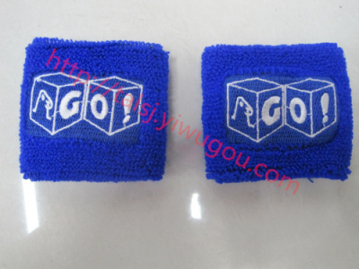 Enterprise product LOGO embroidered blue towels wristbands embroidered knit cashmere wrist Sweatbands custom product promotional wristbands