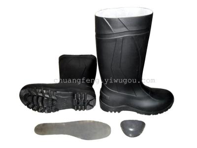 With rigid steel boots