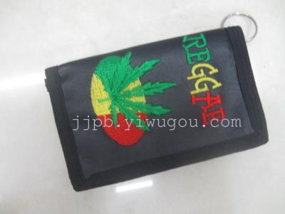 PVC black embroidered purse waterproof material production.