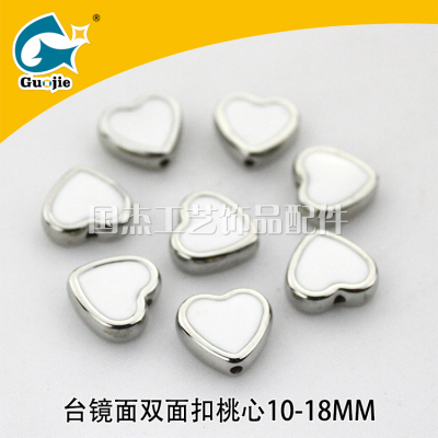 Peach heart double-sided cross - hole cross - hole pearl double - double latex white string stone pendant accessories.