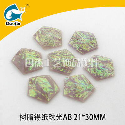 Pentagonal resin tin-paper color film decorative jewelry with the orifices of the national style.