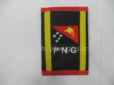 Embroidered wallet 600D black waterproof material production.